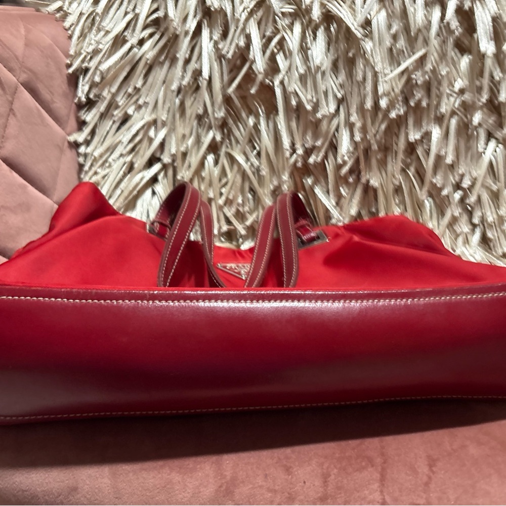 Prada Authentic Red Nylon Tote RARE - Picture 5 of 5